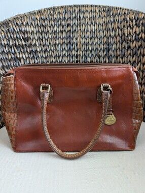 Brahmin Tuscan Collection Satchel Carmel Embossed Croc
